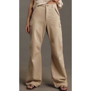 Denimist Wide Leg Cargo Pants Size 24 Tan